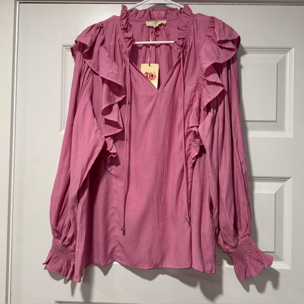Entro Pink Ruffle Blouse